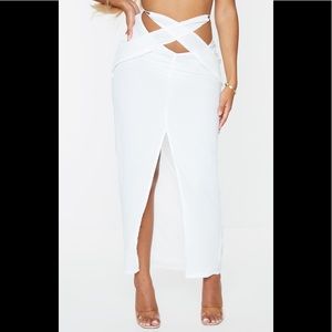 Cream Wrap Detail MIDI Skirt